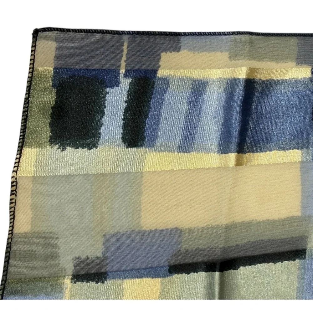 Womens Blue Yellow Geometric Pattern‎ Lightweight Scarf Wrap 59x13